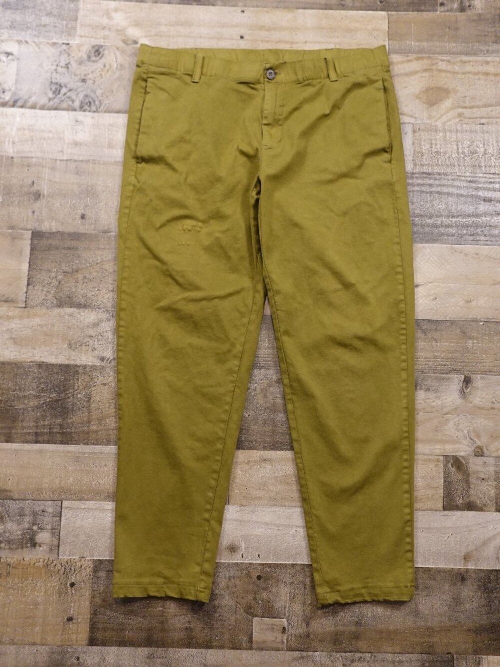 Bonobos Chino Pants Men’s Large Olive Green Drawstring‎ Stretch Casual 29.5 FAIR